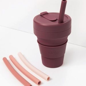 New Stojo Collapsible 12 oz Cup with 4 Straws